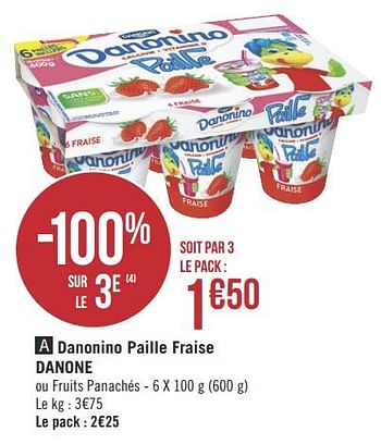 Promotions Danonino paille fraise danone - Danone - Valide de 07/05/2019 à 19/07/2019 chez Géant Casino