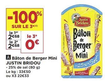 Promotions Bâton de berger mini justin bridou - Justin Bridou - Valide de 07/05/2019 à 19/07/2019 chez Super Casino
