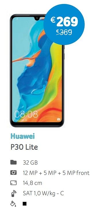 Promotions Huawei p30 lite - Huawei - Valide de 06/05/2019 à 03/06/2019 chez Telenet