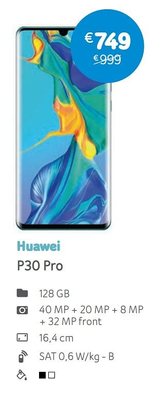 Promotions Huawei p30 pro - Huawei - Valide de 06/05/2019 à 03/06/2019 chez Telenet