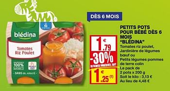 Bledina Petits Pots Pour Bebe Des 6 Mois Bledina En Promotion Chez Coccinelle