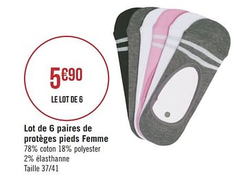 Promoties Lot de 6 paires de protèges pieds femme - Huismerk - Géant Casino - Geldig van 07/05/2019 tot 19/07/2019 bij Géant Casino