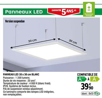 Panneau LED blanc - 60 x 60 cm - Brico Dépôt