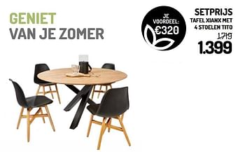 Promoties Setprijs tafel xianx met 4 stoelen tito - Huismerk - Oh'Green - Geldig van 04/04/2019 tot 30/06/2019 bij Oh'Green