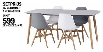 Promoties Setprijs tafel lilo met 4 stoelen tito - Huismerk - Oh'Green - Geldig van 04/04/2019 tot 30/06/2019 bij Oh'Green