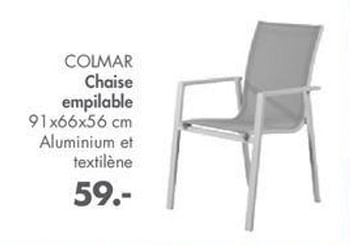 Promotions Colmar chaise empilable - Produit maison - Casa - Valide de 29/04/2019 à 26/05/2019 chez Casa