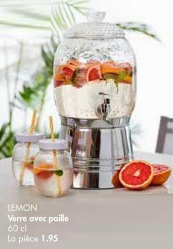 Promotions Lemon verre avec paille - Produit maison - Casa - Valide de 29/04/2019 à 26/05/2019 chez Casa