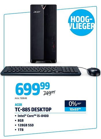Promoties Acer tc-885 desktop - Acer - Geldig van 06/05/2019 tot 20/08/2019 bij VCD