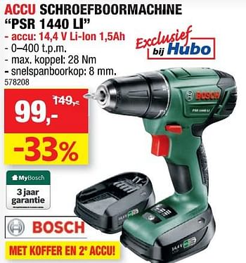 Promotions Bosch accu schroefboormachine psr 1440 li - Bosch - Valide de 08/05/2019 à 19/05/2019 chez Hubo