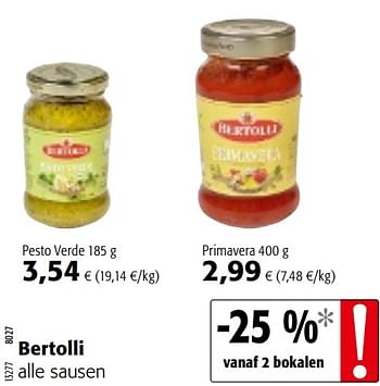 Promoties Bertolli alle sausen - Bertolli - Geldig van 08/05/2019 tot 21/05/2019 bij Colruyt