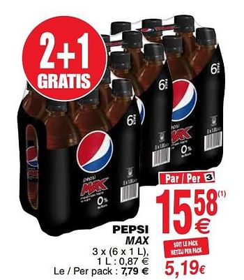 Promotions Pepsi max - Pepsi - Valide de 14/05/2019 à 20/05/2019 chez Cora