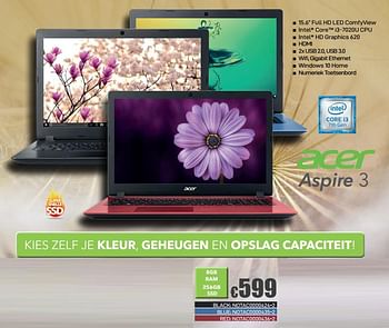 Promoties Acer aspire 3 - Acer - Geldig van 10/05/2019 tot 26/05/2019 bij Compudeals