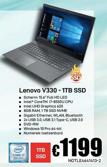 Promoties Lenovo v330 -1tb ssd - Lenovo - Geldig van 10/05/2019 tot 26/05/2019 bij Compudeals