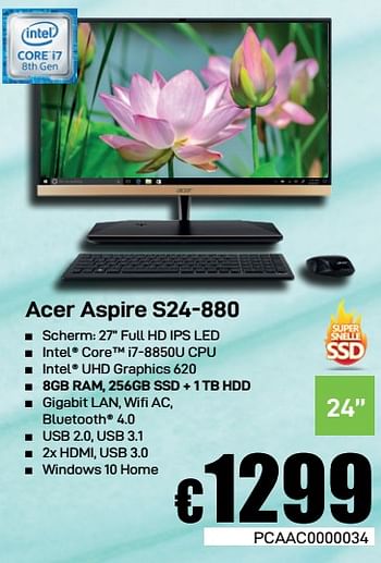 Promoties Acer aspire s24-880 - Acer - Geldig van 10/05/2019 tot 26/05/2019 bij Compudeals