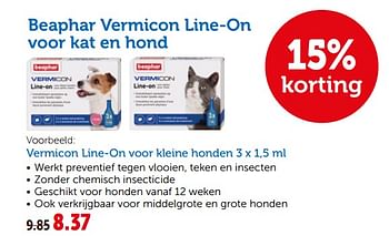 Promoties Vermicon line-on voor kleine honden - Beaphar - Geldig van 21/05/2019 tot 02/06/2019 bij Aveve