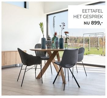 Promoties Eettafel het gesprek - Huismerk - Goossens Wonen & Slapen - Geldig van 10/05/2019 tot 01/06/2019 bij Goossens Wonen & Slapen