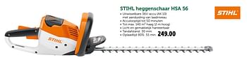 Promoties Stihl heggenschaar hsa 56 - Stihl - Geldig van 21/05/2019 tot 02/06/2019 bij Aveve