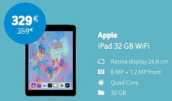 Promotions Apple ipad 32 gb wifi - Apple - Valide de 06/05/2019 à 03/06/2019 chez Telenet