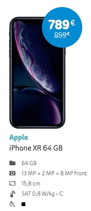 Promoties Apple iphone xr 64 gb - Apple - Geldig van 06/05/2019 tot 03/06/2019 bij Telenet