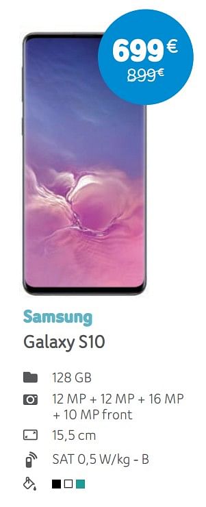 Promoties Samsung galaxy s10 - Samsung - Geldig van 06/05/2019 tot 03/06/2019 bij Telenet