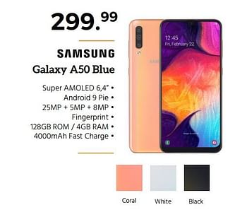 Promoties Samsung galaxy a50 blue - Samsung - Geldig van 15/05/2019 tot 15/06/2019 bij Selexion