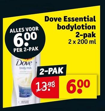 Promoties Dove essential bodylotion 2-pak - Dove - Geldig van 14/05/2019 tot 19/05/2019 bij Kruidvat