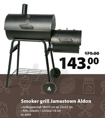 Promoties Smoker grill jamestown aldon - Huismerk - Gamma - Geldig van 15/05/2019 tot 27/05/2019 bij Gamma