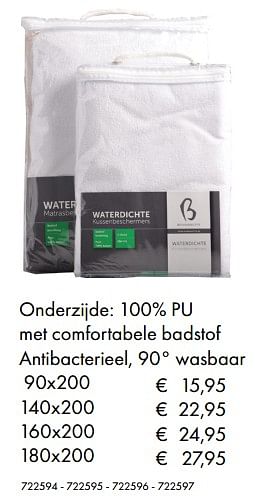 Promoties 100% pu met comfortabele badstof antibacterieel, 90° wasbaar - BonnaNotte - Geldig van 09/05/2019 tot 31/08/2019 bij Multi Bazar