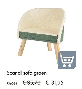 Promoties Scandi sofa groen - Huismerk - Multi Bazar - Geldig van 09/05/2019 tot 31/08/2019 bij Multi Bazar
