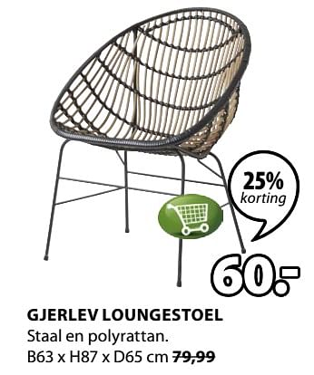 Promoties Gjerlev loungestoel staal en polyrattan - Huismerk - Jysk - Geldig van 13/05/2019 tot 26/05/2019 bij Jysk