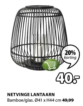 Promoties Netvinge lantaarn bamboe glas - Huismerk - Jysk - Geldig van 13/05/2019 tot 26/05/2019 bij Jysk