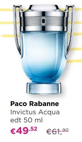 Promoties Paco rabanne invictus acqua edt - Paco Rabanne - Geldig van 13/05/2019 tot 26/05/2019 bij ICI PARIS XL