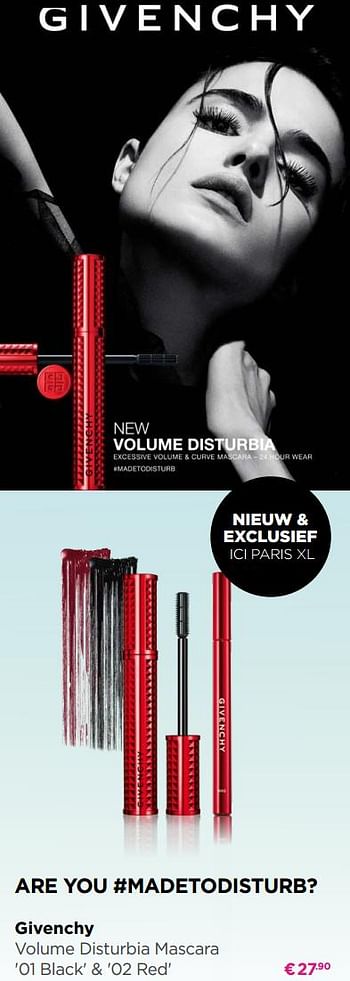 Promoties Givenchy volume disturbia mascara 01 black + 02 red - Givenchy - Geldig van 13/05/2019 tot 26/05/2019 bij ICI PARIS XL