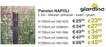 Promoties Paneel napoli - Giardino - Geldig van 13/05/2019 tot 26/05/2019 bij Europoint