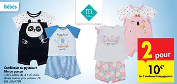 Promotions Combicourt ou pyjacourt fille ou garçon - Tex Baby - Valide de 15/05/2019 à 27/05/2019 chez Carrefour