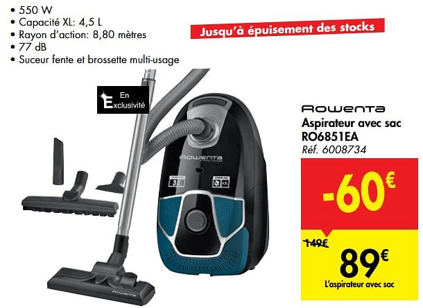 Rowenta Rowenta aspirateur avec sac ro6851ea En promotion chez