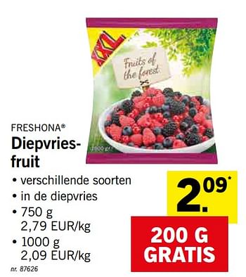 Promoties Diepvriesfruit - Freshona - Geldig van 20/05/2019 tot 25/05/2019 bij Lidl