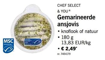 Promoties Gemarineerde ansjovis - Chef select & you - Geldig van 20/05/2019 tot 25/05/2019 bij Lidl