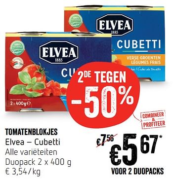 Promoties Tomatenblokjes elvea - Elvea - Geldig van 16/05/2019 tot 22/05/2019 bij Delhaize