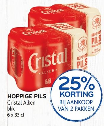 Promoties Hoppige pils cristal alken 25% korting bij aankoop van 2 pakken - Cristal - Geldig van 22/05/2019 tot 04/06/2019 bij Alvo