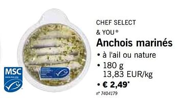 Promotions Anchois marinés - Chef select & you - Valide de 20/05/2019 à 25/05/2019 chez Lidl