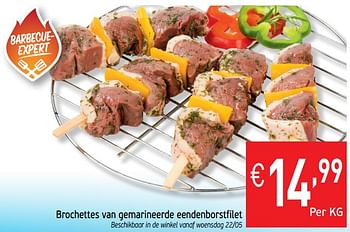 Promoties Brochettes van gemarineerde eendenborstfilet - Huismerk - Intermarche - Geldig van 21/05/2019 tot 26/05/2019 bij Intermarche