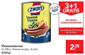 Promoties Vleesconserven weense worstjes - Zwan - Geldig van 22/05/2019 tot 04/06/2019 bij Makro