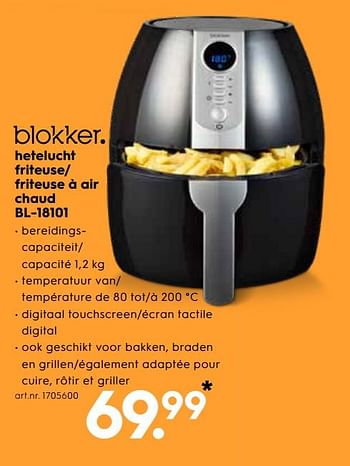 Promoties Blokker hetelucht friteuse- friteuse à air chaud bl-18101 - Huismerk - Blokker - Geldig van 15/05/2019 tot 28/05/2019 bij Blokker