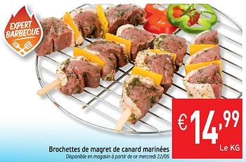 Promoties Brochettes de magret de canard marinées - Huismerk - Intermarche - Geldig van 21/05/2019 tot 26/05/2019 bij Intermarche