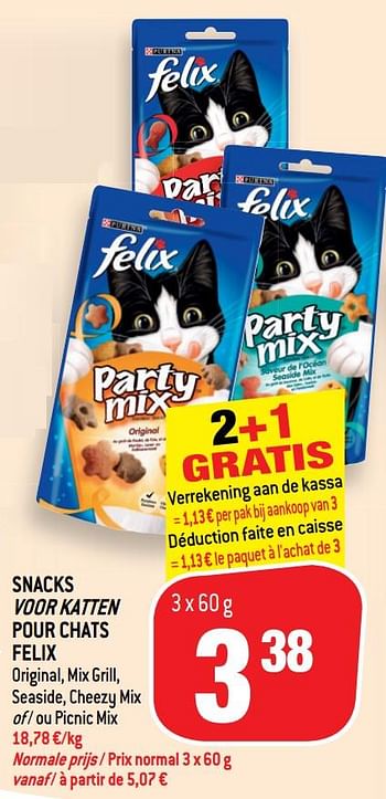 Promotions Snacks voor katten pour chats felix - Purina - Valide de 22/05/2019 à 28/05/2019 chez Match