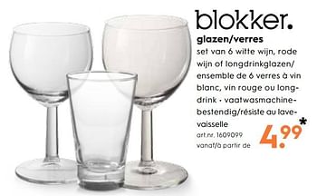 Promotions Glazen-verres - Produit maison - Blokker - Valide de 15/05/2019 à 28/05/2019 chez Blokker