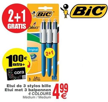 Promoties Etui de 3 stylos bille etui met 3 balpennen 4 colours - BIC - Geldig van 21/05/2019 tot 03/06/2019 bij Cora