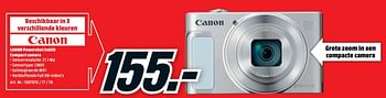 Promoties Canon powershot sx620 compact camera - Canon - Geldig van 20/05/2019 tot 26/05/2019 bij Media Markt