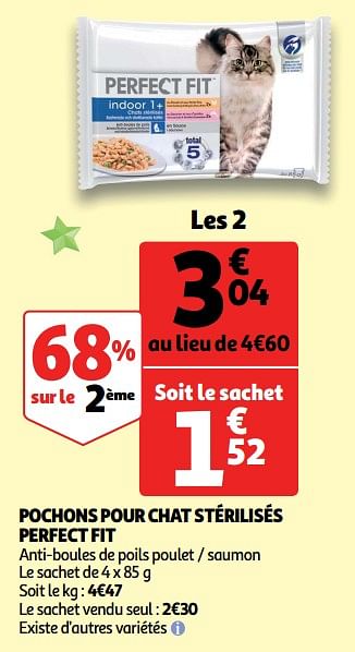 Promoties Pochons pour chat stérilisés perfect fit - Perfect Fit  - Geldig van 22/05/2019 tot 28/05/2019 bij Auchan